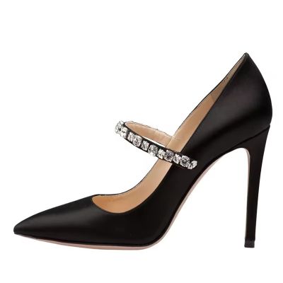 Classic Pointed-Toe Pumps with 13 cm Heel for Women, Black, EU 46