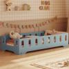 smartwood 80 x 160 cm Floor Bed with Safety Rail, Wood, Blue, TILA 2B view 1