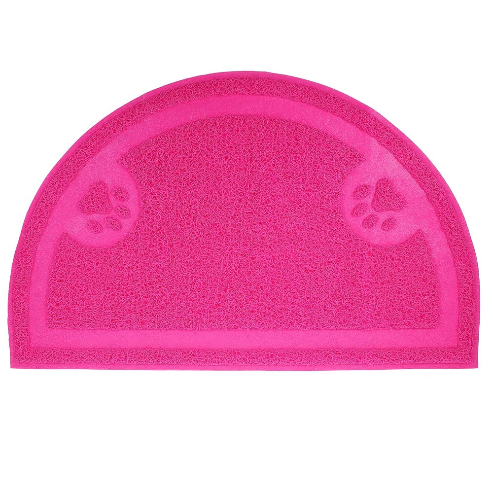 HOUDERCO Rose Red PVC Semicircular Cat Litter Mat for Cats and Dogs