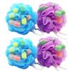 VINTORKY Heart-Shaped Shower Sponge Balls, 4-Pack view 1