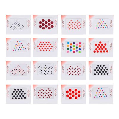 KULIA Chestnut Brown Bindi Forehead Stickers, Round Dot Mix, Large Wedding Tikka, 10 Packs