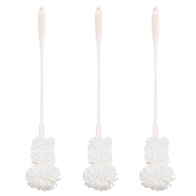 COLLBATH 3-Piece Sponge Milk Bottle Brush Set, 360-Degree Cleaning, PP and EVA, Portable Brushes for Cups and Teapots