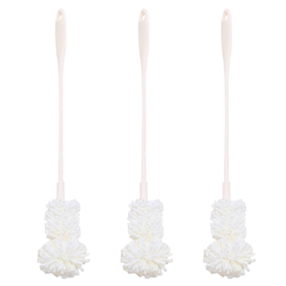 COLLBATH 3-Piece Sponge Milk Bottle Brush Set, 360-Degree Cleaning, PP and EVA, Portable Brushes for Cups and Teapots