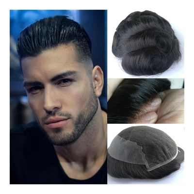 Men's Remy Human Hair Toupee with Swiss Lace