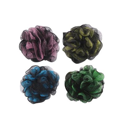 HAPINARY 4-Piece Large Colorful Mesh Shower Sponges, Soft and Durable Bath Poufs