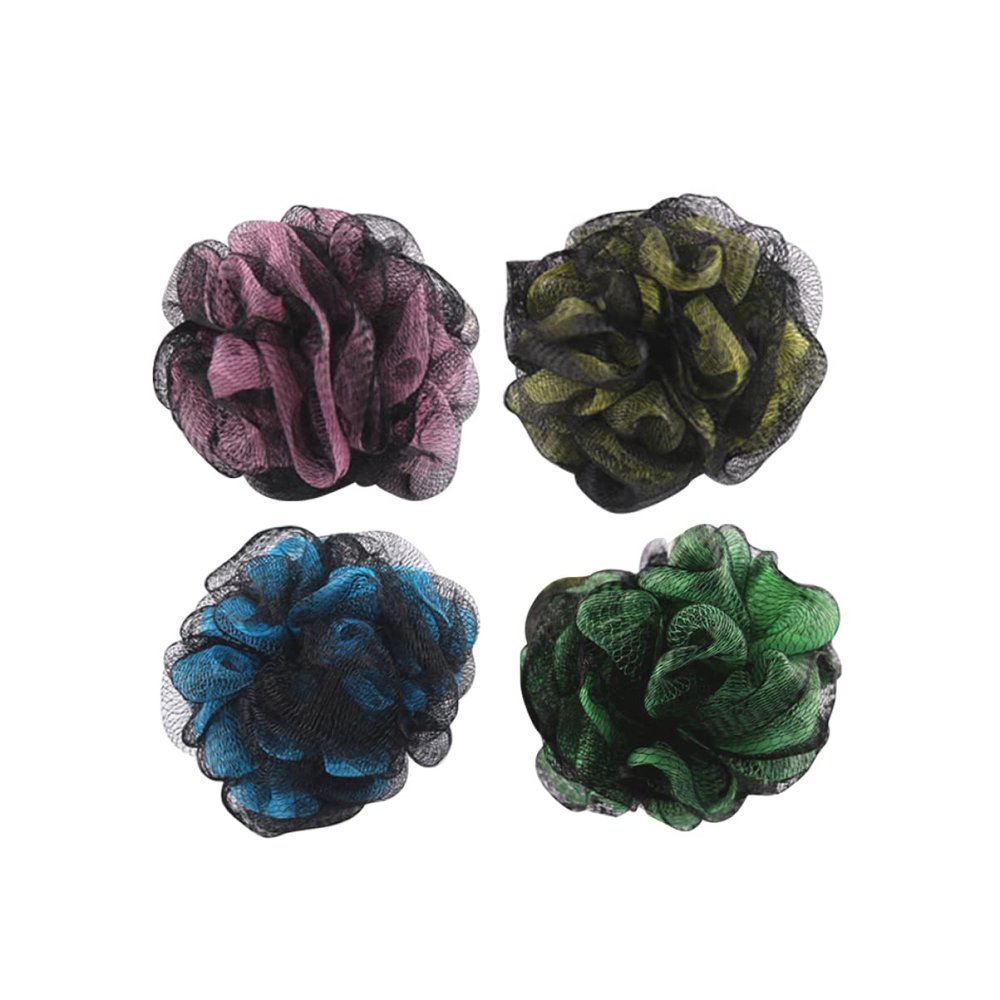 HAPINARY 4-Piece Large Colorful Mesh Shower Sponges, Soft and Durable Bath Poufs