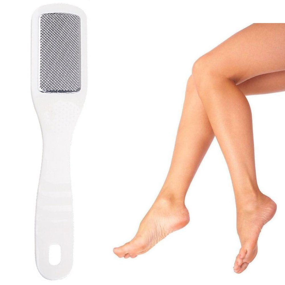 Stainless Steel Foot File for Callus Removal, Double-Sided, White