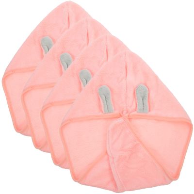 HAPINARY 4-Piece Microfiber Hair Towels, Fast-Drying Super-Absorbent Hair Wraps with Bunny Ears