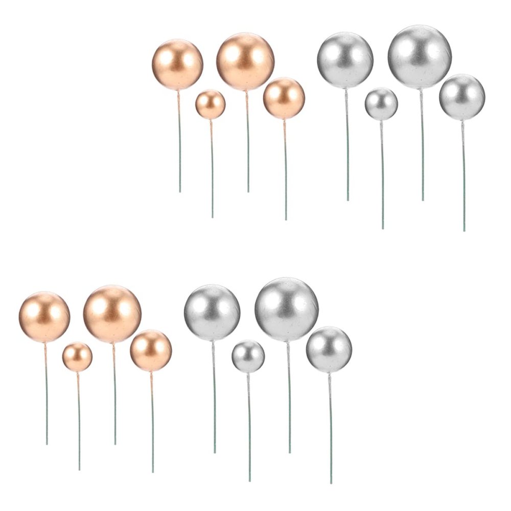 Silver Spherical Cake Decoration Picks, 40 Pieces