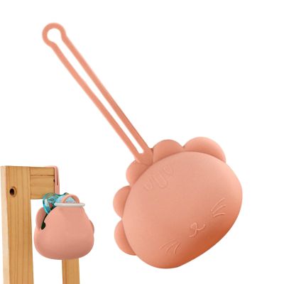 Animal-Shaped Silicone Pacifier Holder with Strap, Orange