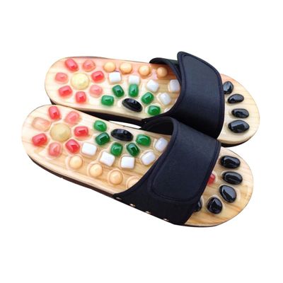 Pebble-Style Massage Slippers, Size 39–40, Black