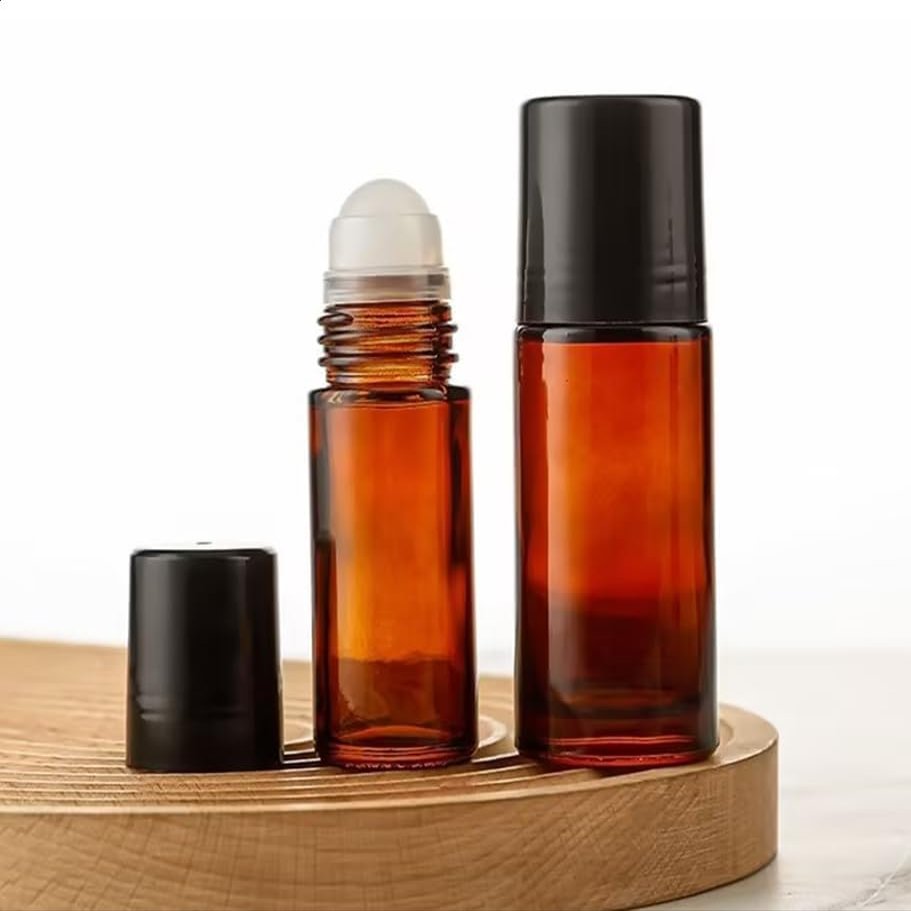 SquarezhenBo 2-Pack 50 ml Brown Glass Roller Bottles