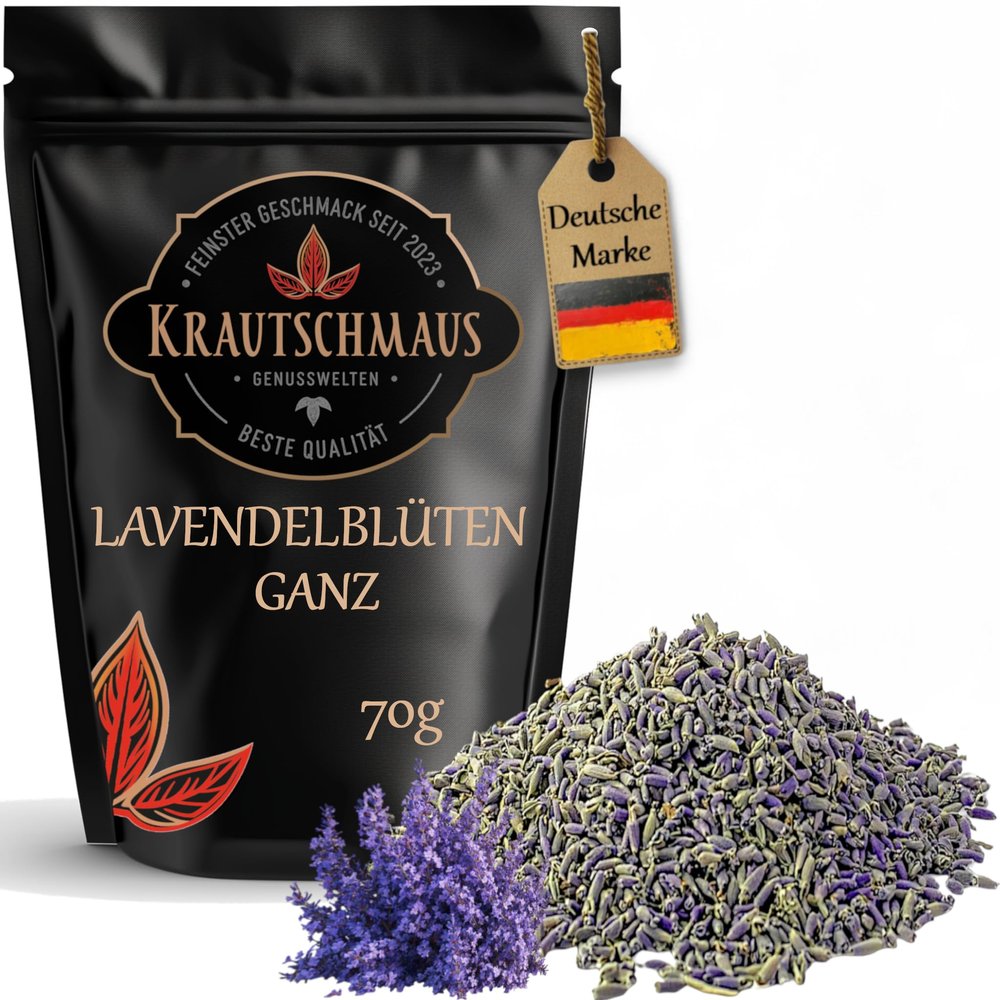 70 g Whole Dried Lavender Flowers by Krautschmaus, Edible, Gently Dried, Intensely Fragrant, No Additives