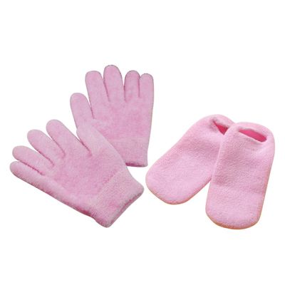 2 Pairs Moisturizing Gel Gloves, Cotton and Gel, Pink