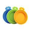 VILLFUL 3-Piece Silicone Pet Food Can Lids, Airtight Covers, Orange, Blue and Green view 1