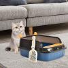 SDGBCXD Open-Top Raised Cat Litter Box with Scoop, Blue, M view 3