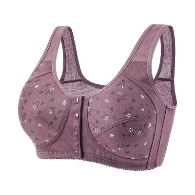FGUUTYM Women's Sexy Lace Bra with Front Button Placket, Shaping Cups, Adjustable Shoulder Straps, Plus-Size Bustier Top (Wine, 46)