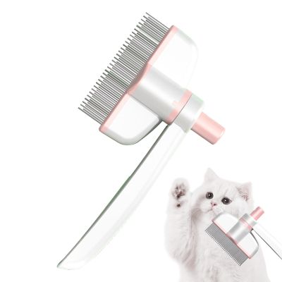 Pet Grooming Comb with Rotating Head and Release Button
