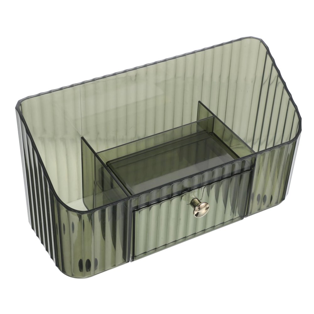 Green Cosmetic Storage Box with Drawer, PS/ABS, Multiple Pieces