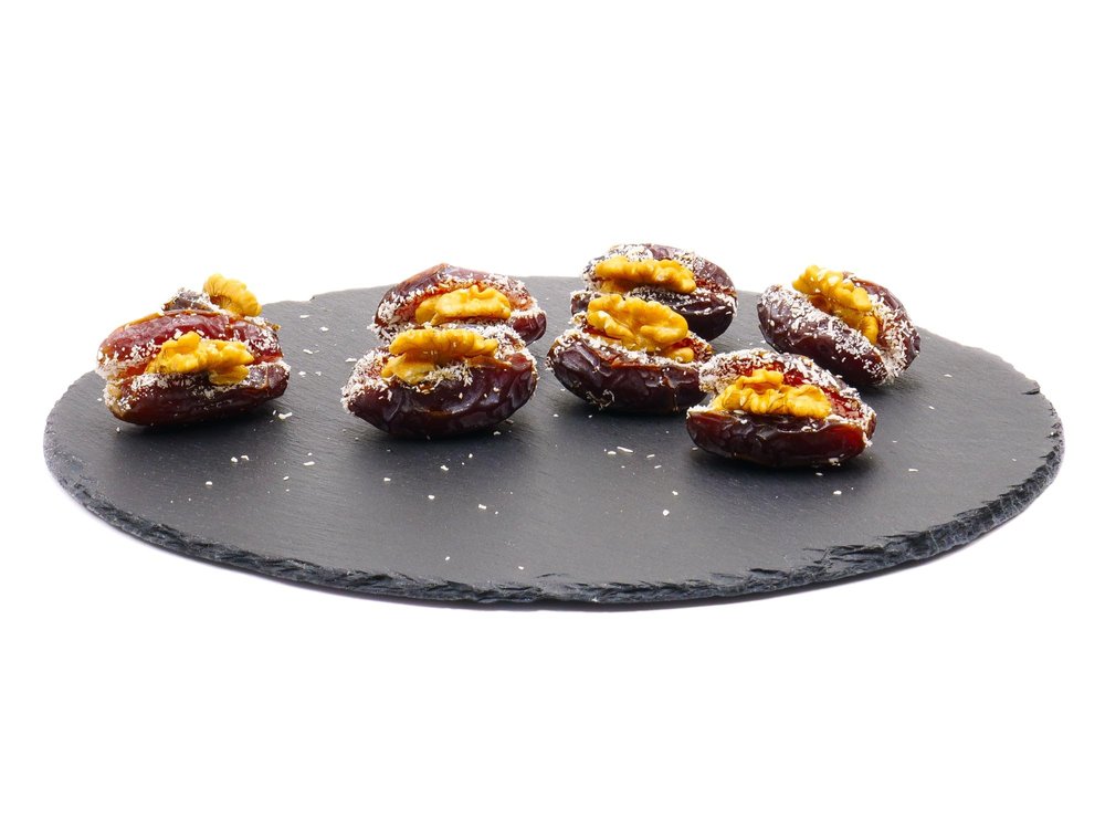 King Medjool Dates, Jumbo, Filled with Walnut Kernels and Coconut Powder, 250 g