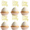 DazzJoy Gold Happy Birthday Cake Decorations, 24 Cupcake Toppers view 1