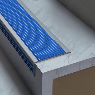 PVC Stair Edge Protector Anti-Slip Strip, Blue, 70 in