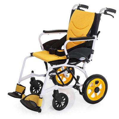 Transport Wheelchair, 13 kg Ultra-Lightweight Folding, 100 kg Capacity, 45 × 41 cm Seat, Yellow
