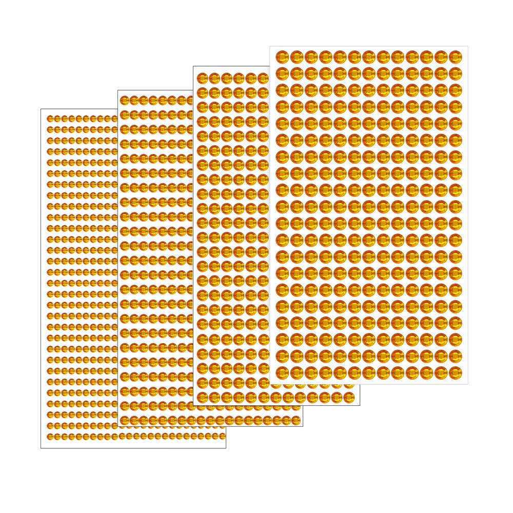 4 Sheets Gold Rhinestones, 3/4/5/6 mm, Self-Adhesive DIY Gems