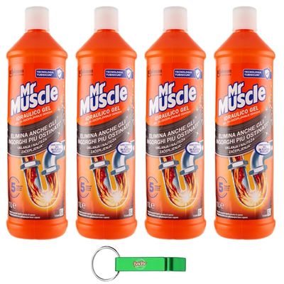 4x Mr Muscle Idraulico Gel 5-in-1, 1,000 ml + Free Beni Culinari Keychain