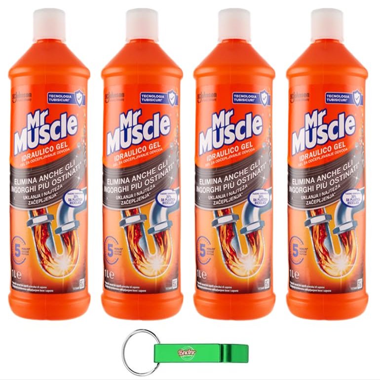 4x Mr Muscle Idraulico Gel 5-in-1, 1,000 ml + Free Beni Culinari Keychain
