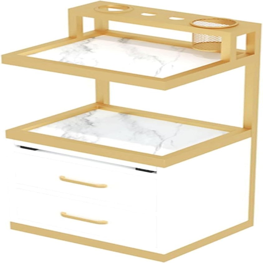 ININOSNP Wall-Mounted Salon Trolley, B, 2 Drawer Layers