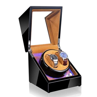 PYYLTTP Wendler Automatic Watch Winder Box for 2 Watches with LED Lighting, Watch Storage Box, 5 Rotation Modes (C)