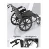 DUddTTW Manual Carbon Steel Transport Wheelchair for Adults with Hand Brakes, 100 kg Capacity view 4