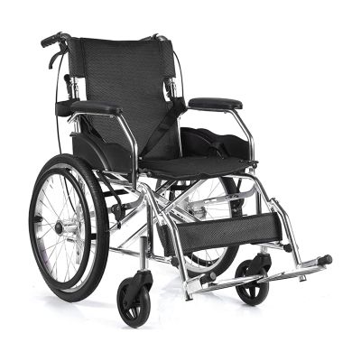 GddOGUK Aluminum Self-Propelled Transport Wheelchair, Foldable, Adjustable Pedal, 17.3-Inch Seat