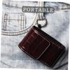Portable Brown Leather Storage Bag view 3