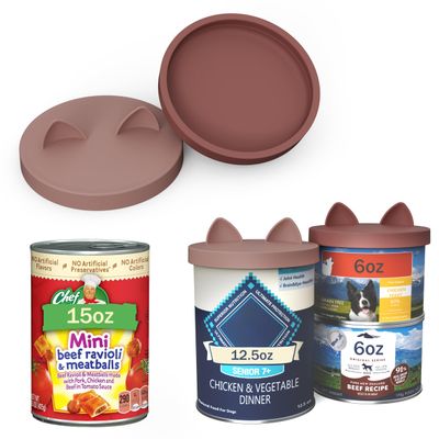 OHMO Dog Food Can Lids, 75mm Silicone Covers, BPA-Free, Coral & Cherry Red, 2-Pack