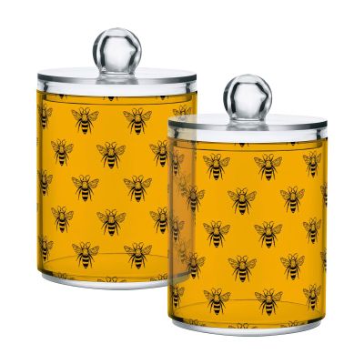 Black and Yellow Bee Q-Tip Holder Dispensers, 2-Pack