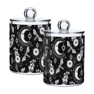 Q-Tip Holder Dispenser Set, 2-Piece, Clear Bathroom Makeup Organizer