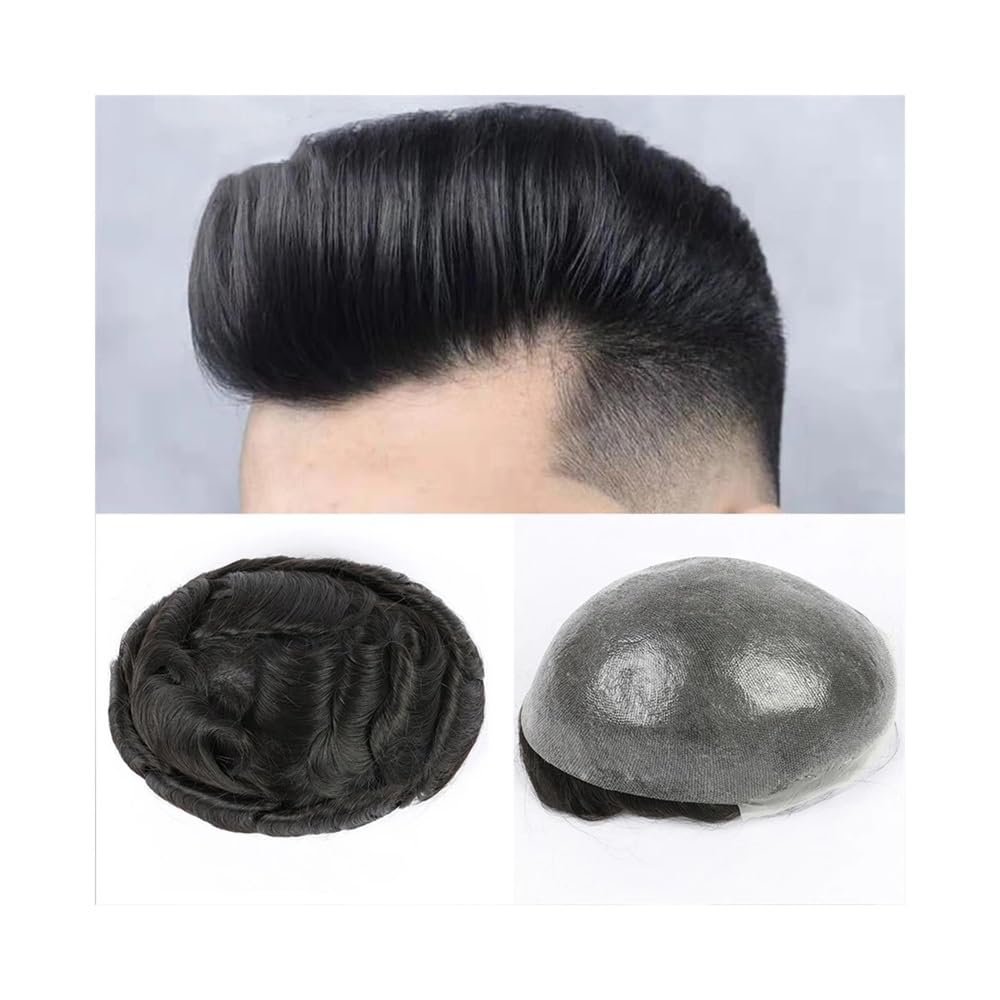 Men’s Hairpiece, 100% Human Hair, Thin-Skin V-Loop Toupee, Dark Brown, 6 x 8