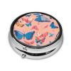 CSIVKEJ Round Pill Case with Butterfly Print, 3 Compartments view 2
