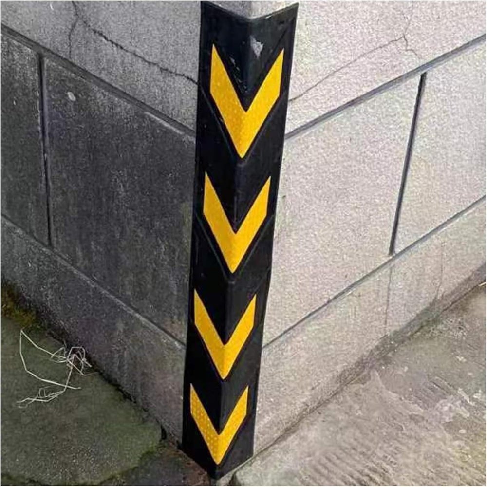 Rubber L-Shaped Corner Protectors with Yellow Stripes, 1 cm Thick (10 Pieces)