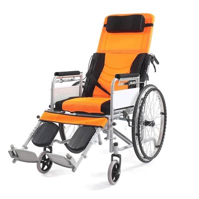 DUddTTW Reclining Wheelchair with Commode for Adults, Foldable Manual Transport Wheelchair
