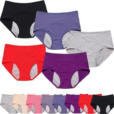 Relivira Women's Pelvic Floor Support and Leakproof Reusable Incontinence Underwear, 5-Pack, M