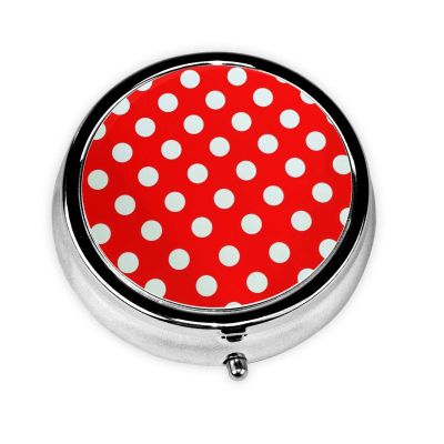 Portable Round Polka-Dot Pill Organizer, 3 Compartments