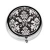 Portable Round Pill Organizer with Cute Damask Pattern, 3 Compartments view 1