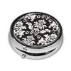 Portable Round Pill Organizer with Cute Damask Pattern, 3 Compartments view 2