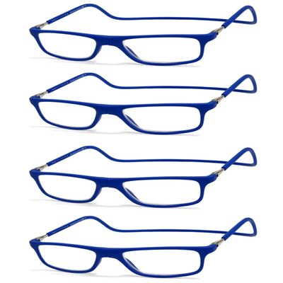 NEW VISION NV2904 Reading Glasses, 4-Pack, Magnetic Front Closure, Blue C7, +3.5