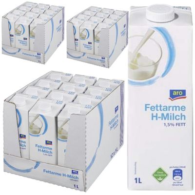 ARROO UHT Low-Fat Milk, 1.5% Fat, 36 × 1,000 mL