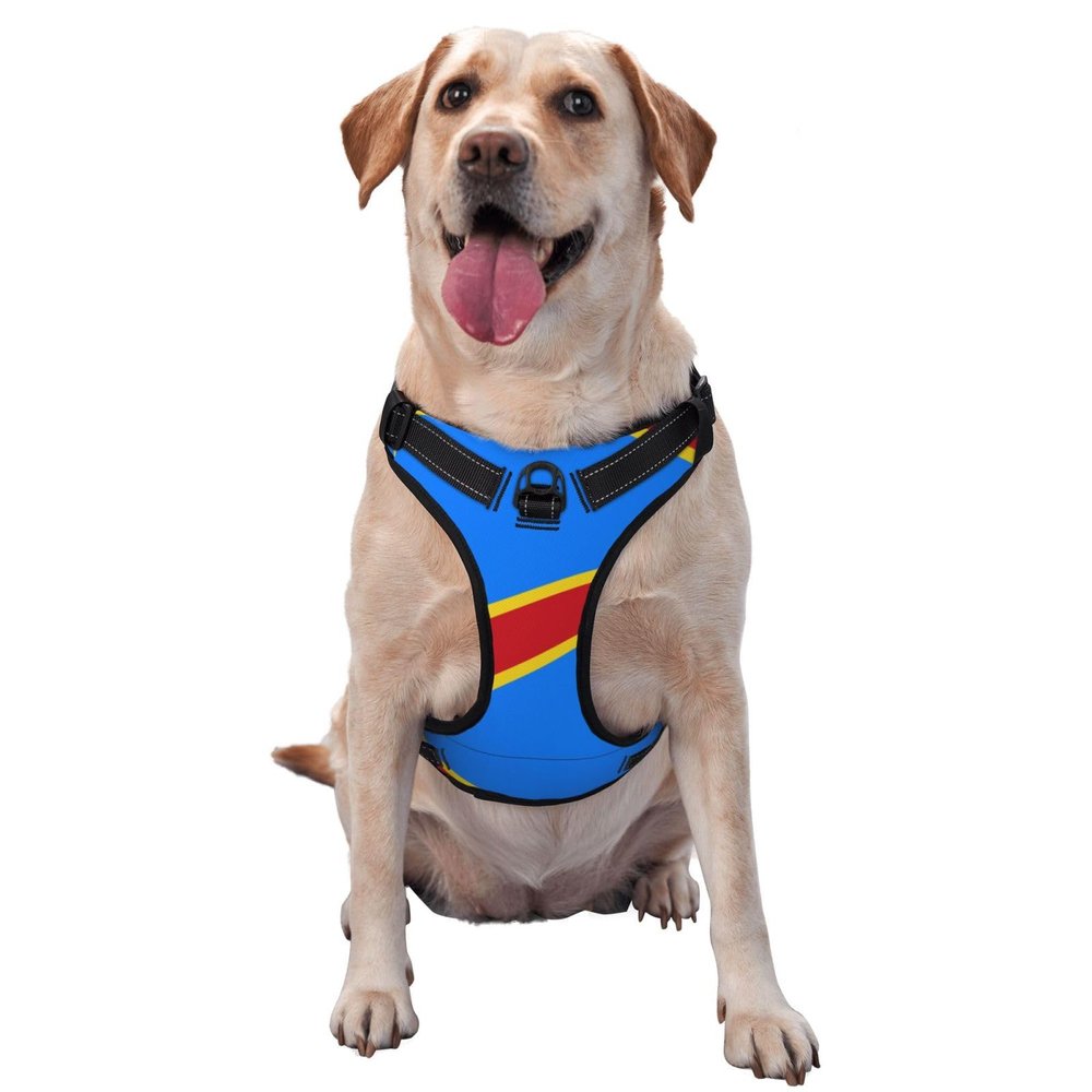Premium Dog Harness with Congo Flag for Small, Medium, and Large Dogs, Durable No-Pull Design, Reflective Straps, Quick-Release Buckles, Size XL