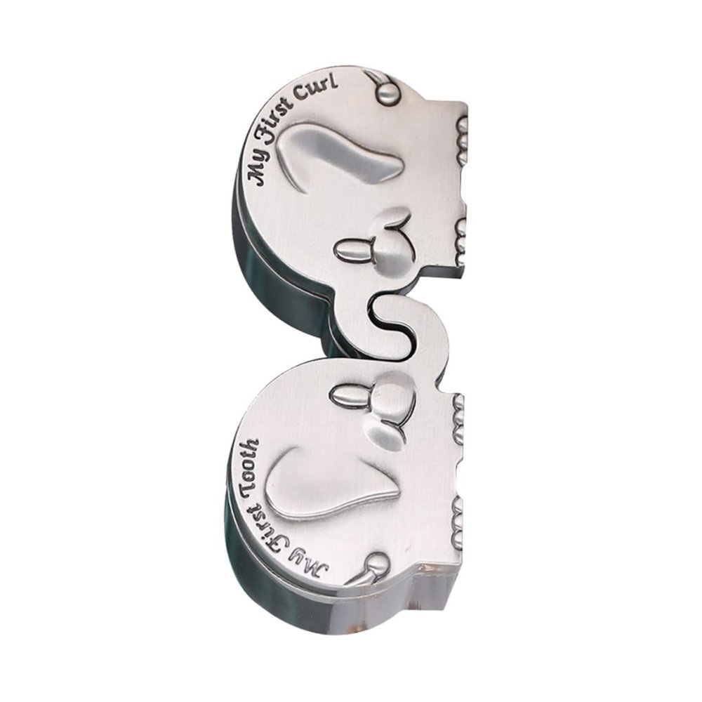 Toyvian Elephant-Shaped Silver Zinc Alloy Keepsake Box for Baby Teeth and Hair